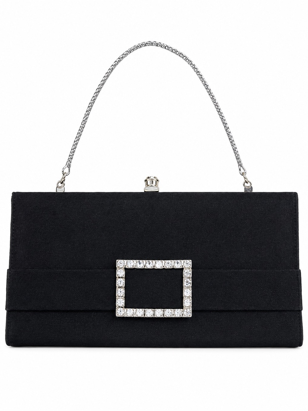 Vintage 1960s Black Rhinestone Clutch by John Hort